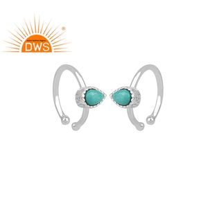 Boucles d'oreilles pendantes de couleur Turquoise, pierres précieuses naturelles, argent 925, vente en gros - Product Image 1