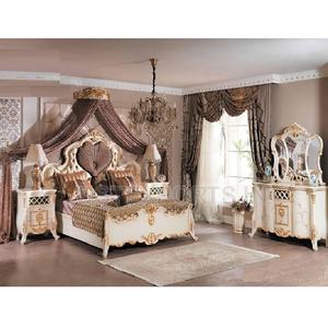 Lit et chambre à coucher en bois de teck, mobilier classique sculpté à la main, luxueux, taille King, européen, offre spéciale - Product Image 1