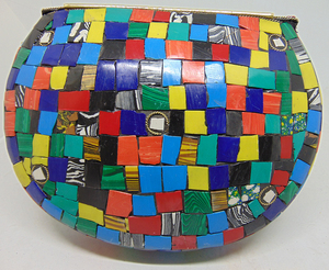 Bolsos de Mano Tipo Clutch de Alta Calidad para Mujer, Éxito de Ventas, con Piedras Multicolores, Estilo Étnico, Metálicos, Lowellcraft.com BRC06224, Forma de Solapa - Product Image 2