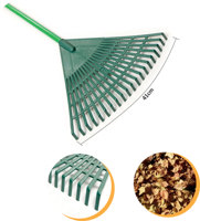 Râteau de qualité supérieure et très résistant, et râteau extra large de couleur verte pour le nettoyage extérieur