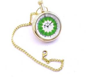 นาฬิกาสีเขียวหน้าปัดทองเหลืองโบราณกระเป๋านาฬิกา Gandhi ดูรอยัลหัตถกรรมรายการของขวัญที่มีโซ่ยาว CHLW041โดยหัตถกรรม Calvin - Product Image 1