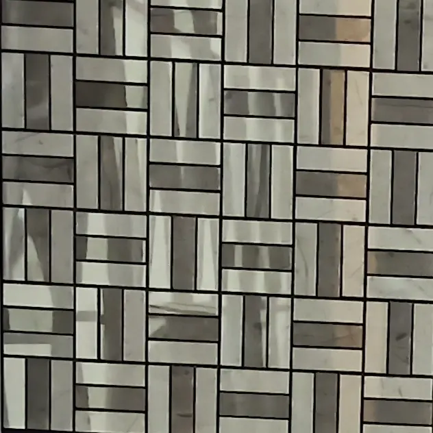 Streifen quadratischer Würfel lineare sechseckige Diamant form Modernes Design Glas 3D Würfel BackS plash Porzellan polierte Mosaik Wandfliesen