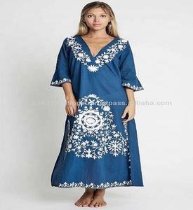 Vestido largo bohemio de estilo caftán para verano, manga larga bordada y mangas con volantes, vestido perfecto para la playa, 3/4 - Product Image 4