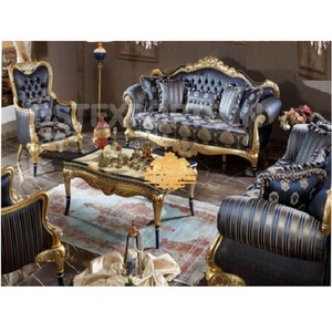 Nuevo Conjunto de Sofás Clásicos Tallados a Mano para Sala de Estar, Sofá de Madera Tallada de Lujo, Exclusivo Conjunto de Sofás de Teca Tallada - Product Image 1