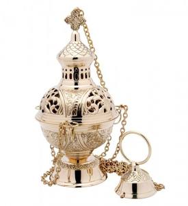 Quemador de incienso de moda, soporte de incienso decorativo de acabado dorado, quemador único de incienso antiguo, forma redonda de Color dorado - Product Image 1