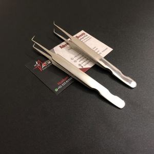 Pinzas de extensión de pestañas con logotipo personalizado de alta calidad 45 ángulo de 90 grados Acero inoxidable sostenible volumen puntiagudo probado a mano - Product Image 1