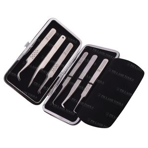 Kit de pinces à faux-cils en argent de bonne qualité, pince à épiler, étiquette privée, 6 pièces, pour Extension de cils, avec étui magnétique, meilleure qualité - Product Image 2