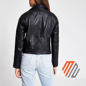 High-quality Cool Heavy Matte Winter Custom Zipper Motorcycle Leather <b>Jacket</b> For Women - Product Image 2