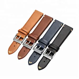 Quick shipping watch bands factory manufacture italian genuine leather wristwatch straps belt loop for men