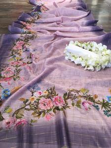 Sari − sarar en polycoton doux, 2 pièces, avec bordure en lin, à bas prix - Product Image 4