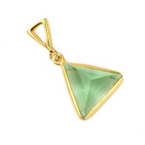 Wholesale 12mm Green <b>Amethyst</b> Quartz <b>Pendant</b> Triangle Shape Gold Silver Plated Sterling Gemstone Trendy Fine <b>Pendants</b> Charms - Product Image 1