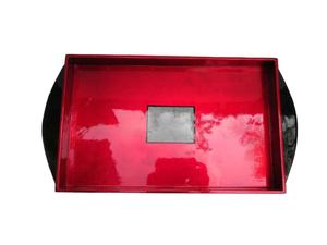 Brown wood color rectangular lacquer tray with four mugs included, original lacquerware tray made in Vietnam now on sale - Product Image 2