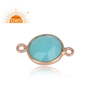 Connecteur de pierre précieuse naturelle, 50 pièces, en argent Sterling 925, plaqué or Rose, calcédoine, pour femmes, fabrication de bijoux - Product Image 2