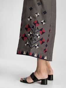 Robe brodée drapée tissée à taille naturelle florale de créateur pour adultes, col en O, à manches longues, robes de soirée décontractées pour femmes - Product Image 5