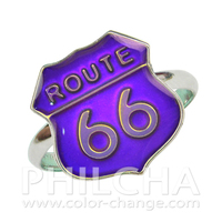 Anillo de estado de ánimo activado por temperatura con bisel de aleación de estaño estilo Route 66, nuevo modelo Philcha A1172, tamaño ajustable, unisex, para fiestas infantiles
