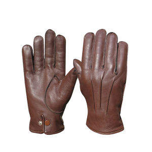Gants de conduite à doigts entiers en cuir de vachette véritable de qualité supérieure, rayés, compatibles écran tactile, détection de pointe, décontractés pour hommes - Product Image 4