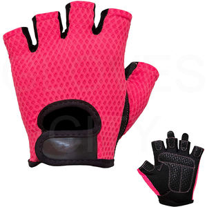 All-Purpose Hot Pink Unisex Half Finger <b>Leather</b> Weight Lifting <b>Gloves</b> for Gym Training Bodybuilding Fitness by for - Product Image 1