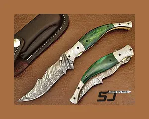 다마스커스 강철 접는 칼 야외 생존 사냥 칼 멀티 도구 캠핑 칼 도매 가격에