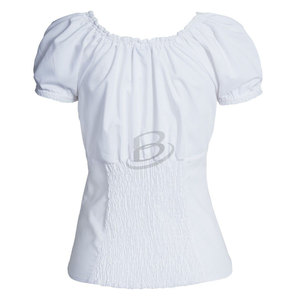 Top corto Dirndl blanco con ribete floral | Blusa Trachten delantera | Top popular corto con cuello de corazón (blusa Vintage Oktoberfest) 2024 - Product Image 2