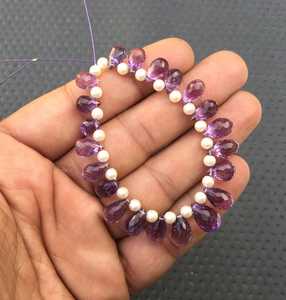 1 brin naturel bleu améthyste pierre précieuse AAA Grade facettes larme perles pour février pierre de naissance bijoux couleur rose en gros - Product Image 4