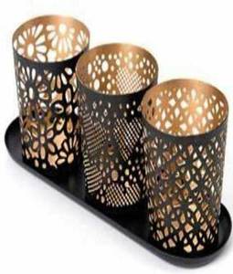 Votivos de farol de hierro dorado personalizables para decoración del hogar para la temporada navideña con logotipo personalizado - Product Image 5