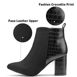 Bottines à talons hauts pour femmes, nouveau, chaussures plates, fermeture éclair, imperméables, tendance - Product Image 5