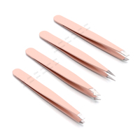 Pinzas para Cejas de Calidad Profesional al por Mayor, Marca Personalizada, Curvas y Inclinadas, Herramientas de Belleza Cosmética Personalizadas de Acero Inoxidable