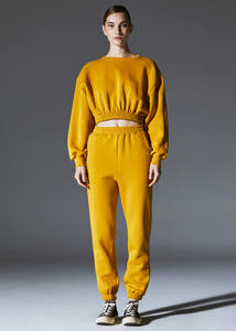 2 Piece Set Jogger Casual Comfy Cotton Crop Sweater Sweatshirt Pants and Crop <b>Top</b> Multi Color - Product Image 2