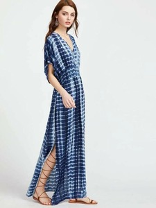 ชุดเดรสมัดย้อมแม็กซี่สีน้ำเงินสำหรับผู้หญิง,ชุดเดรสชายหาดลำลองเดรสชุดว่ายน้ำเซ็กซี่ทรงหลวมเสื้อผ้าสำหรับฤดูร้อน - Product Image 2