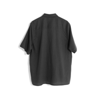 Kemeja Pria Linen Hitam Logo Kustom Berkualitas Tinggi Bahan Bernapas Ramah Lingkungan Lengan Pendek Kerah Lipat Streetwear