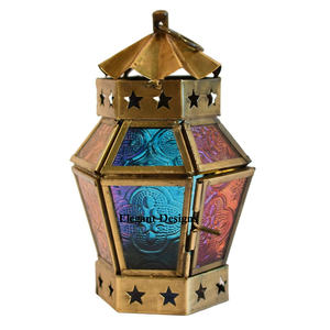 Linterna marroquí de diseño increíble, linterna con estilo indio chapado en oro, precio de fábrica directo, venta al por mayor - Product Image 1