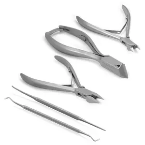 Podiatry Instruments Tool Kit Concave Arrow and Flame Toenail Nippers Blacks File and Probe