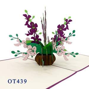 Meilleur prix orchidée 3D Pop up carte Art fait à la main Vietnam papier artisanat impression offset pour Thanksgiving cadeaux et artisanat - Product Image 4