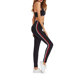 Legging de pantalon slim extensible pour femmes, 92% Polyester 8% Spandex, rayé, Logo personnalisé, de haute qualité, vente en gros - Product Image 5