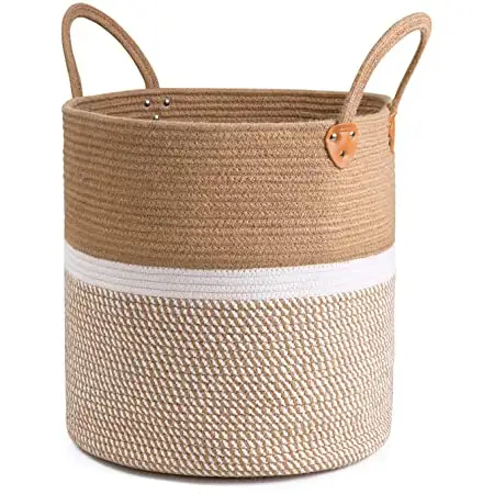 Factory Price Top Quantity Best Selling Eco-Friendly Jute Basket With Handle Clothing Organizer Folding Storage Basket