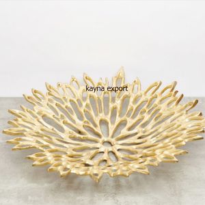 Cuenco de Metal chapado en oro de hoja de lujo, vajilla de aluminio de hierro sostenible Europea clásica, regalos de bodas, chapado directo de fábrica - Product Image 5