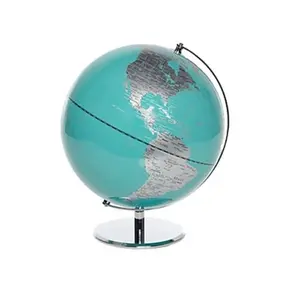 Cielo blu palla lucida mondo globo di Base in metallo da tavolo decorazione decorativa per ufficio accessori di educazione scolastica pezzo da esposizione di design