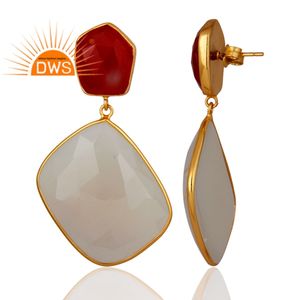Pendientes Colgantes de Aventurina Roja Natural y Calcedonia Blanca de la Mejor Calidad 2026 para Mujer, Fabricante de Joyería - Product Image 2