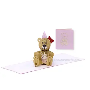 فيتنام اليدوية ورقة كرافت المنبثقة بطاقات ثلاثية الأبعاد عيد ميلاد المنبثقة بطاقات