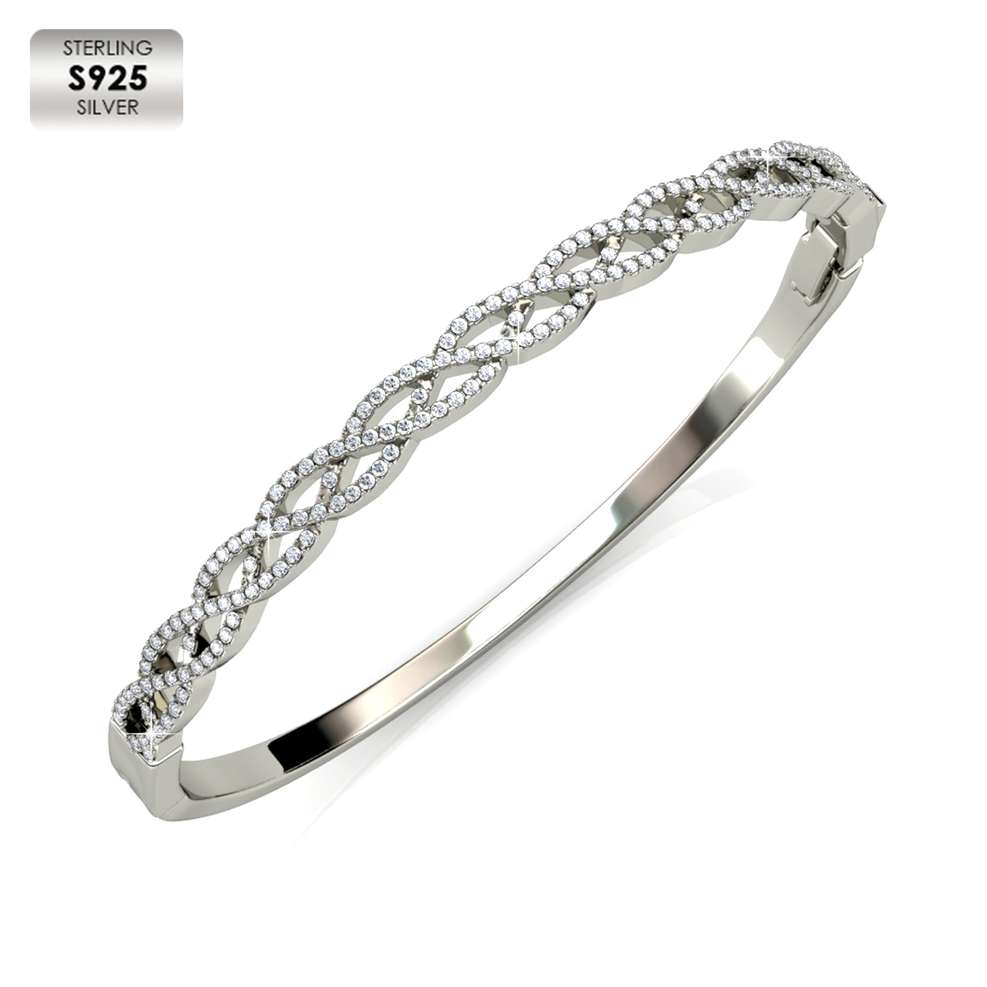 S925 18k White Gold Plated Fashion Bangle