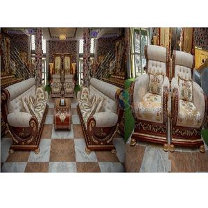 Ensemble de canapés en teck au look classique pour la maison, ensemble de canapés 8 places sculptés à la main, style traditionnel, meubles de salon en bois - Product Image 1