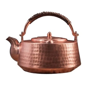 Bouilloire en cuivre pur faite à la main avec couvercle et poignée pour la maison cuisine hôtel et restaurant bouilloire à thé miroir poli table - Product Image 1