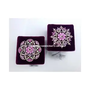 最佳批发商手工刺绣方形珠宝盒，用于礼品和装饰