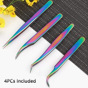 Pince à épiler à pointe de fibre rose pince à épiler personnalisée pour extension de cils pince à cils de marque privée - Product Image 2