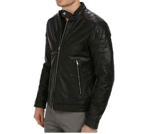 Chaqueta de motorista Unisex de piel de oveja negra con cremallera, de alta calidad, disponible en todos los colores de cuero - Product Image 2