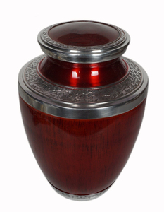 Urne funéraire américaine en métal rouge brillant avec gravure artisanale et motifs personnalisables - Product Image 2