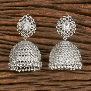 โรเดียมชุบโบราณ Jhumki ต่างหู206923 - Product Image 2