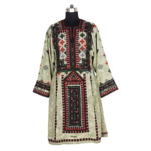 BDR031 Kutchi Balochi <b>Dress</b> Real Printed and Hand Embroidered Made of Cotton with Long Sleeves Best Embroidered Afghani Banjara - Product Image 1