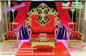 Canapé en or traditionnel pour mariage, Set de luxe, motif diamant, styliste d'inspiration de mariage, Queen, New York - Product Image 3