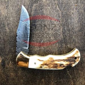 Handmade Damascus Folding Pocket <b>Knife</b> Rosewood <b>Handle</b> Outdoor Survival <b>Knife</b> - Product Image 1